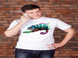 Отличный подарок на день рождения - Футболка мужская с вашим текстом Хамелеон в г. Москва