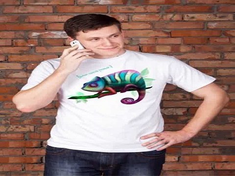 Отличный подарок на день рождения - Футболка мужская с вашим текстом Хамелеон в г. Москва