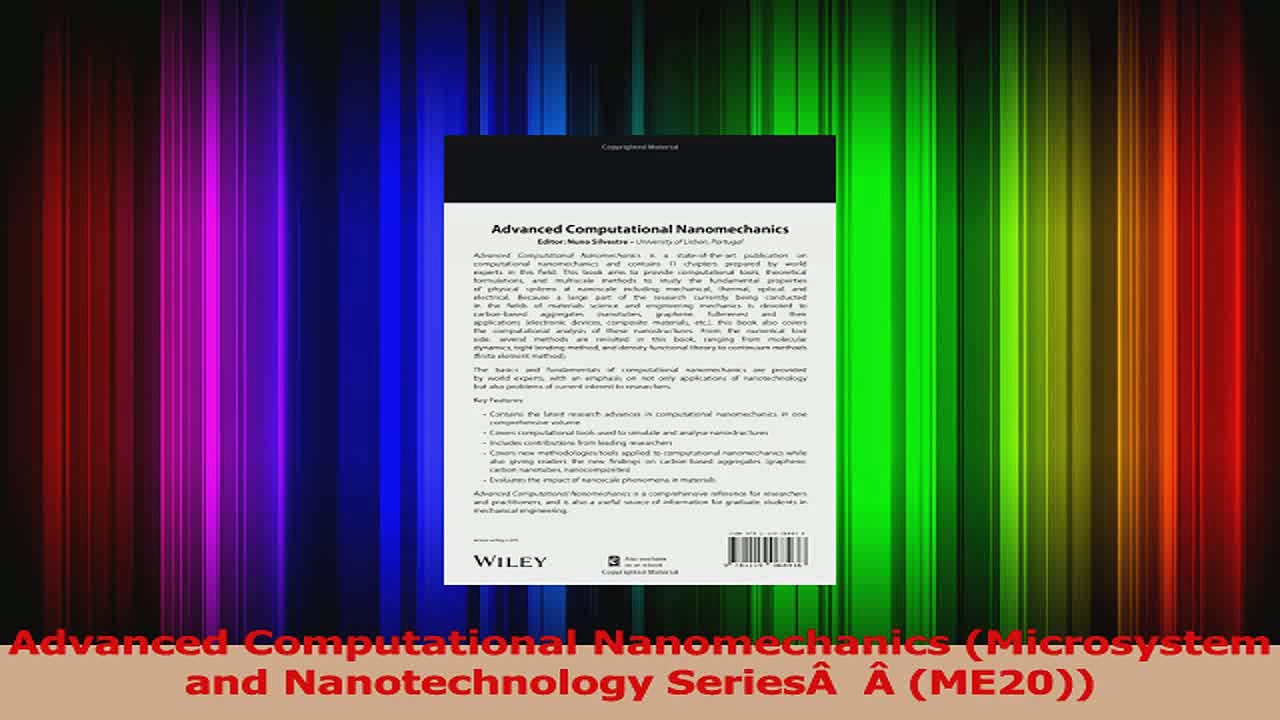 PDF Download  Advanced Computational Nanomechanics Microsystem and Nanotechnology SeriesÂ  Â ME20 Read Online