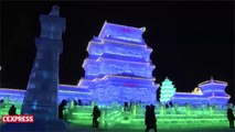 De gigantesques sculptures de glace érigées lors d'un festival chinois