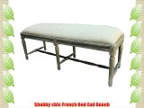 Long Size French Shabby Chic Style hand carved Bed End Bench Ash finish. Upholstery in Natural