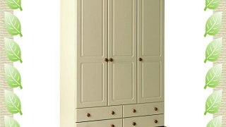 NJA Furniture Copenhagen 3-Door 4-Drawer Robe 186 x 130 x 57 cm Cream/ Pine