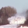 Train Plows through Snow Bank - Nothing Can Stop This Train