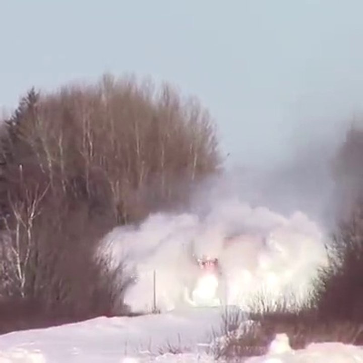 Train Plows through Snow Bank - Nothing Can Stop This Train