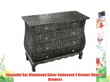 Chaandhi Kar Black-Silver Embossed 4-Drawer Chest of Drawers Home Furniture
