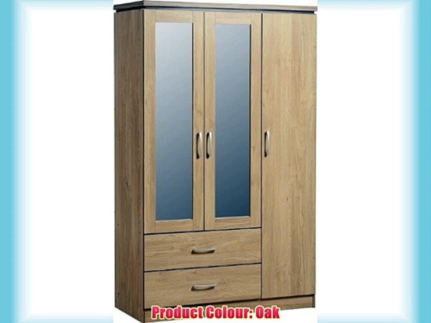 Charles 3 Door 2 Drawer Mirrored Wardrobe In Oak Effect Veneer