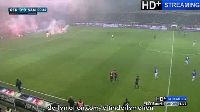 Sampdoria fans set off fireworks and flares in the pitch - Genoa vs Sampdoria - Serie A - 05.01.2015