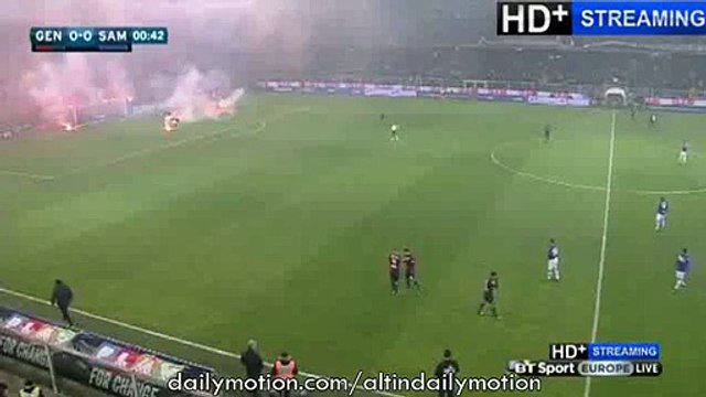 Sampdoria fans set off fireworks and flares in the pitch - Genoa vs Sampdoria - Serie A - 05.01.2015