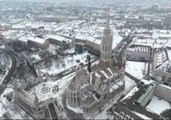 Spectacular Drone Footage Shows Budapest Blanketed by Snow
