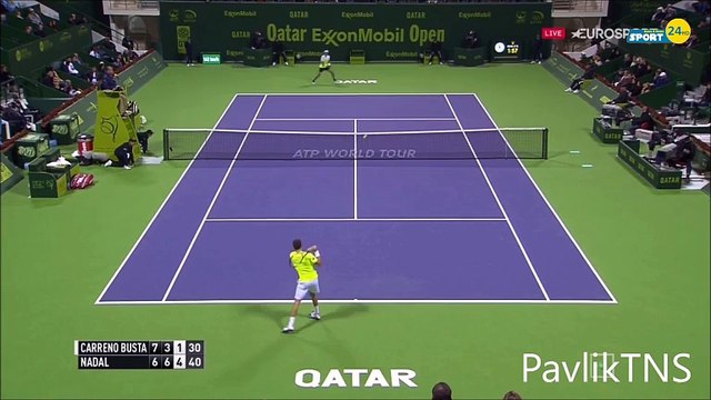 Rafael Nadal vs Pablo Carreño Busta AMAZING POINT DOHA 2016