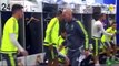 Zinedine Zidane greet the players one-by-one before his first training session as Real Madrid coach this morning2016