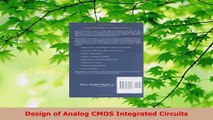 PDF Download  Design of Analog CMOS Integrated Circuits Read Online