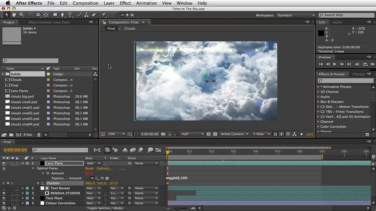 Adobe After Effects - Moving Clouds Tutorial - Items