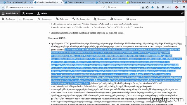 19.Tipos de contenido de texto en Drupal