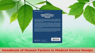 Download  Handbook of Human Factors in Medical Device Design PDF Free