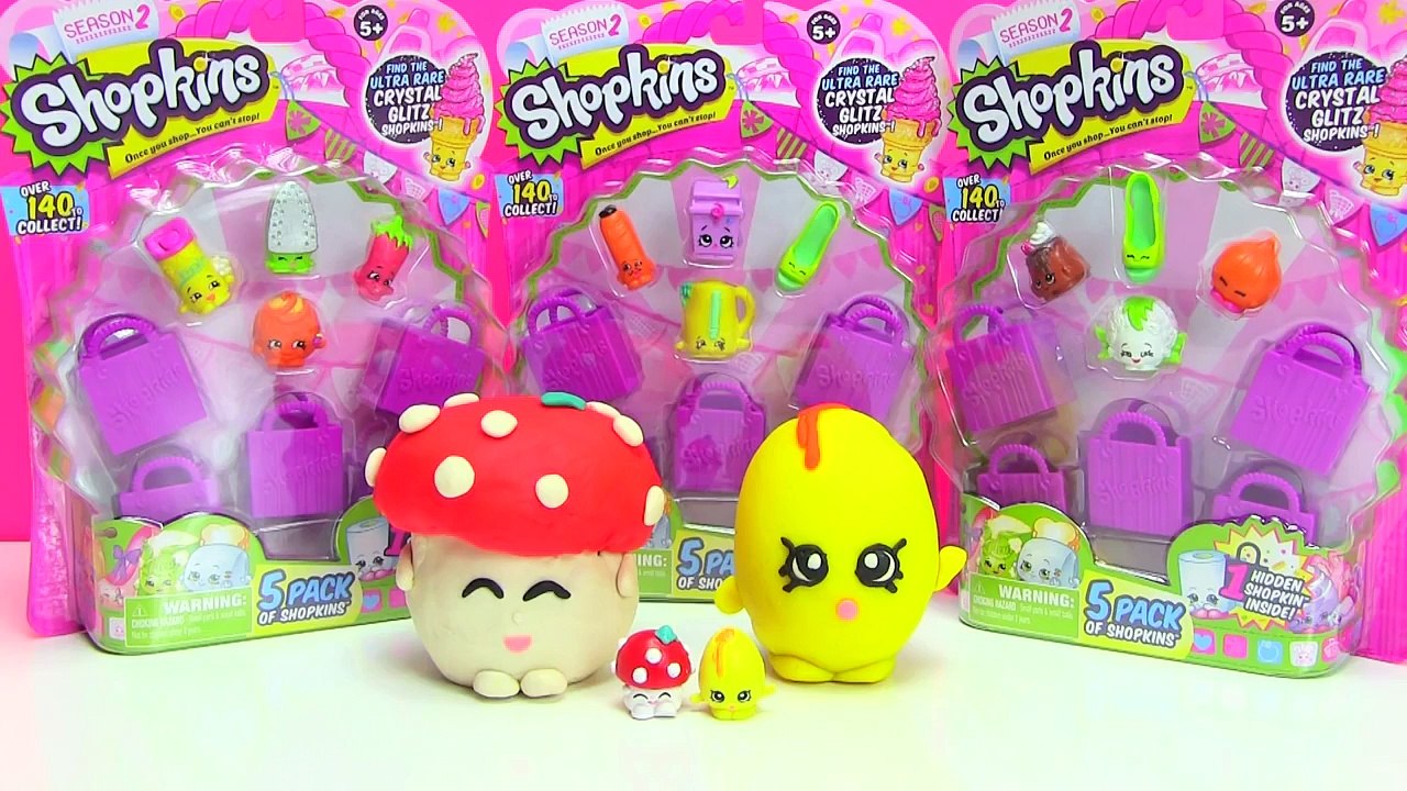 Play Doh Surprise Shopkins Season 1 and Shopkins Season 2 5 Packs