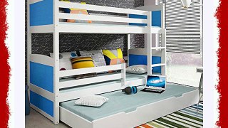 RICO 3 BUNK BED white colour 200x90cm with foam mattress