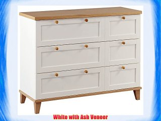 LPD Furniture BOSTON 3 plus 3-Drawer Chest 103 x 39.5 x 81.7 cm White with Real Ash Veneer