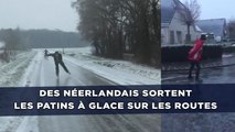 Des Néerlandais sortent les patins à glace sur les routes