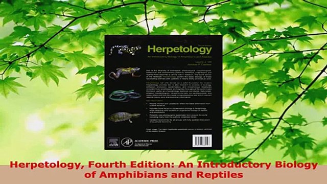 PDF Download Herpetology Fourth Edition An Introductory Biology of Amphibians and Reptiles PDF Online