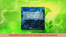 Download Scientific Method For Ecological Research Ebook - 