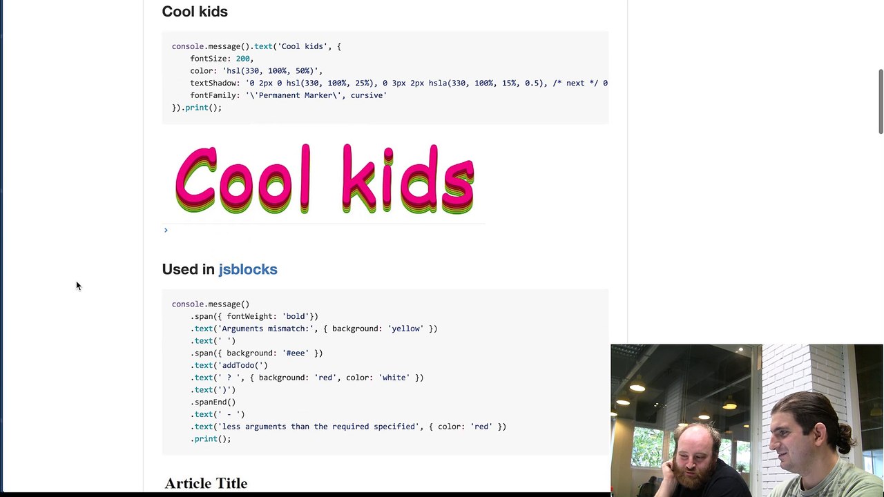 Présentation de la lib JS console.message