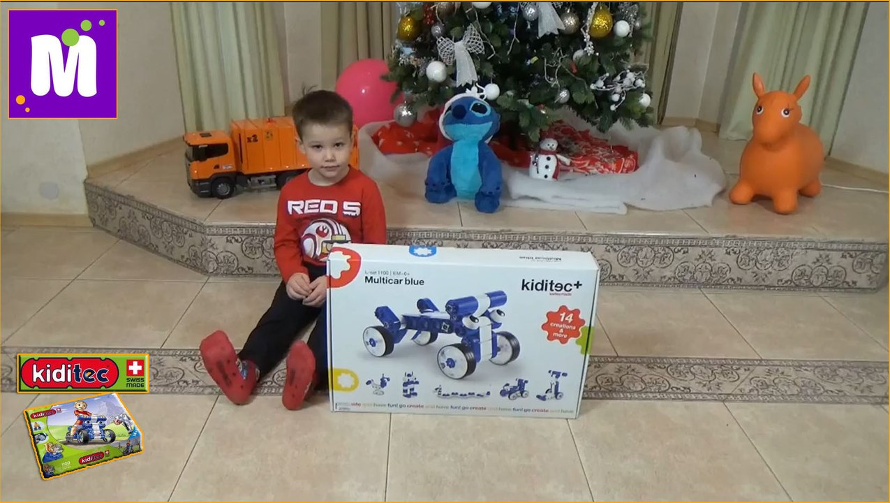 Самокат конструктор нановый год 2016 Мультикар собираем машинку и робота и катаемся наше новое видео Mulyicar Kiditec unboxing set