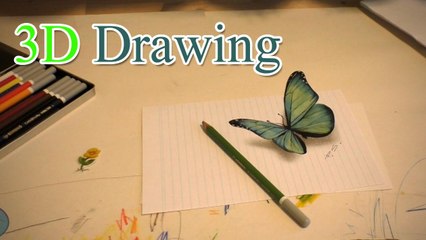 3D Drawing of butterfly /Anamorph speed painting