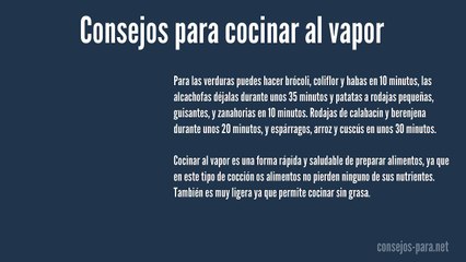 consejos para cocinar al vapor
