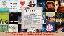 PDF Download  Chaos An Introduction to Dynamical Systems Textbooks in Mathematical Sciences Read Online