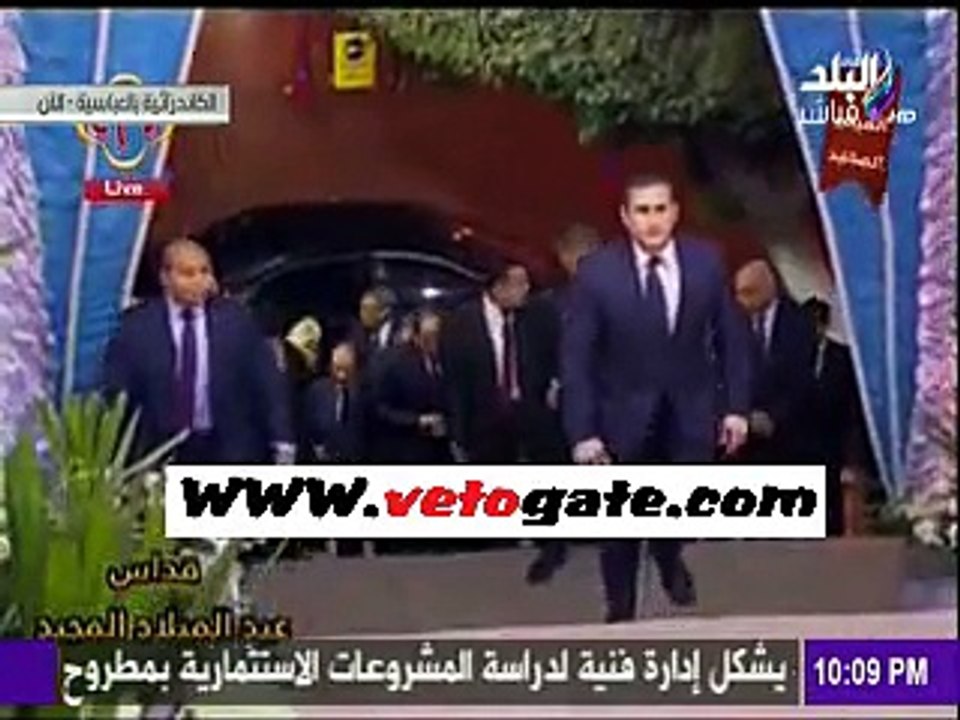لحظة وصول السيسى للكاتدرائية  - 6-1-2016