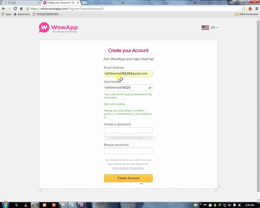 Register in wowapp