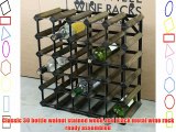 Classic 30 bottle walnut stained wood and black metal wine rack ready assembled