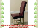 BRACED LEATHER DINING CHAIRS WITH SOLID OAK LEGS IN BLACK BROWN IVORY RED (RED 8 CHAIRS)