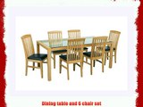 Premier Housewares Dining Set - 75 x 180 x 90 cm - 7-Piece - Solid Oak