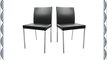 Premier Housewares Lago Chairs with Faux Leather Seats and Chrome Legs - Set of 2 - Black -