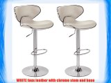 BRAND NEW PAIR OF JET WHITE FAUX LEATHER BREAKFAST KITCHEN / BAR STOOLS BY UNICA 301