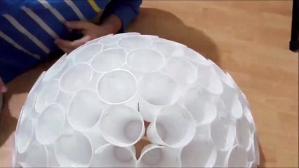 Snowman with plastic cups