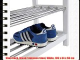 Shoe Rack Wood/Stainless Steel White 105 x 34 x 50 cm
