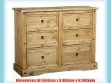 Corona 6 Drawer Chest Cabinet Solid Pine Mexican Pine Chest of Drawers