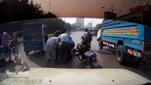 Dangerous Bike Accident in Lahore Pakistan Woman Injured