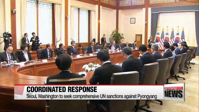 Leaders of S. Korea, U.S. agree to work toward comprehensive UN sanctions against N. Korea