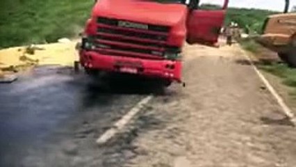 Truck rolls off hill but doesn't crash