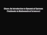 [PDF Download] Chaos: An Introduction to Dynamical Systems (Textbooks in Mathematical Sciences)