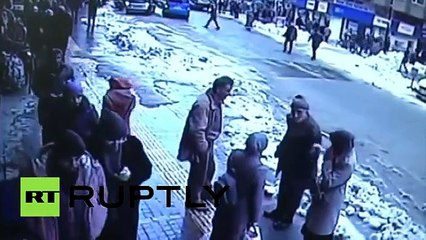 Snow falls off mosque roof severely injuring people in Turkey