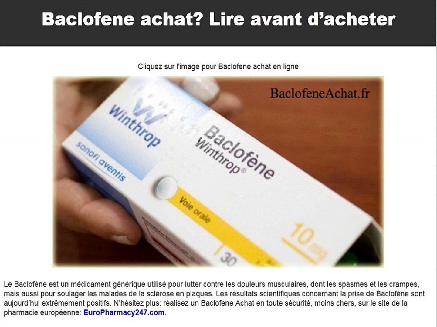 Acheter Du Baclofen Générique