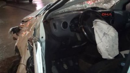 Tekirdağ Takla Atan Araç Akaryakıt İstasyonunun Önünde Durabildi