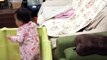 Funny  Baby Plays Peekaboo with Cat