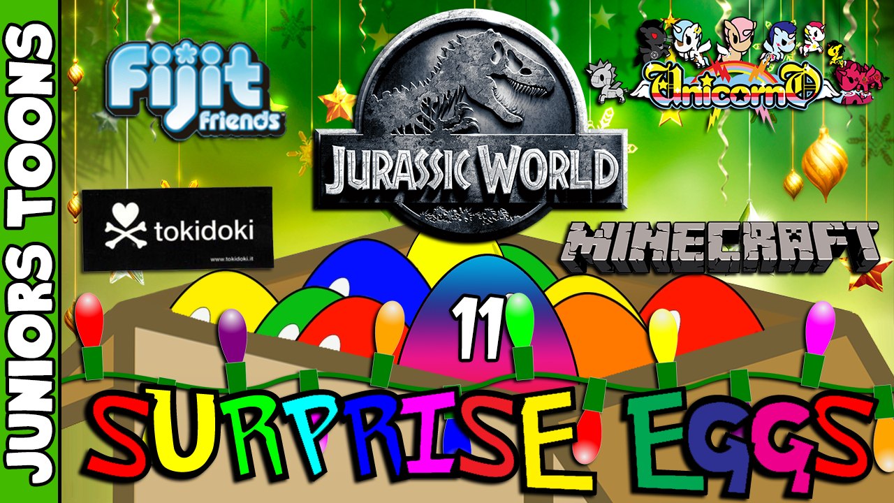 Opening Christmas Cartoon Surprise Eggs #11 | Minecraft, Tokidoki, Jurassic World
