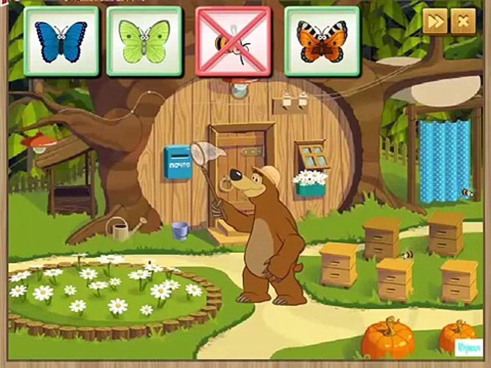 Маша и Медведь ИГРА Ловим бабочек 2 Прохождение 2014 года